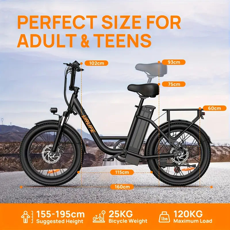 E20 Electric Bike — 745W • 48V 13Ah • up to 20 mph • 20×3″ Tires